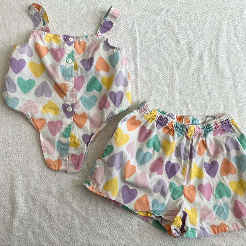 H&M hearts tank shorts set 6 years